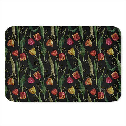 Embroidery Tulip Pattern Print Indoor Door Mat
