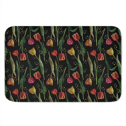 Embroidery Tulip Pattern Print Indoor Door Mat