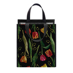 Embroidery Tulip Pattern Print Insulated Lunch Tote