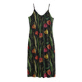 Embroidery Tulip Pattern Print Jersey Midi Cami Dress