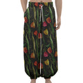 Embroidery Tulip Pattern Print Lantern Pants