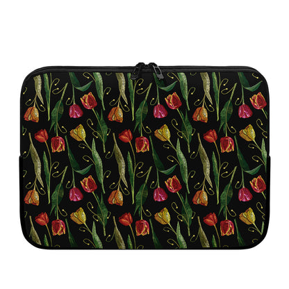 Embroidery Tulip Pattern Print Laptop Sleeve