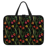 Embroidery Tulip Pattern Print Laptop Sleeve With Handle