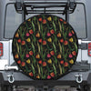 Embroidery Tulip Pattern Print Leather Spare Tire Cover