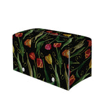 Embroidery Tulip Pattern Print Leather Tissue Box Cover