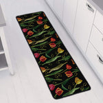 Embroidery Tulip Pattern Print Long Kitchen Mat