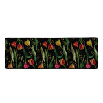 Embroidery Tulip Pattern Print Long Kitchen Mat