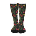 Embroidery Tulip Pattern Print Long Socks