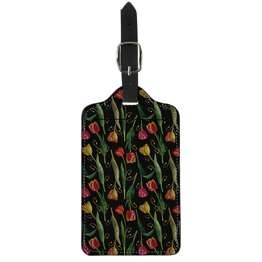 Embroidery Tulip Pattern Print Luggage Tag