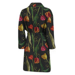 Embroidery Tulip Pattern Print Men's Bathrobe