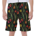 Embroidery Tulip Pattern Print Men's Beach Shorts