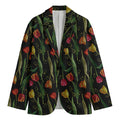 Embroidery Tulip Pattern Print Men's Blazer