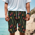 Embroidery Tulip Pattern Print Men's Cargo Shorts
