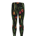 Embroidery Tulip Pattern Print Men's leggings