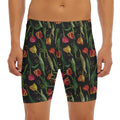 Embroidery Tulip Pattern Print Men's Long Boxer Briefs