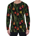 Embroidery Tulip Pattern Print Men's Long Sleeve T-Shirt