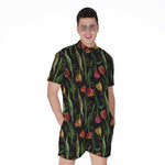Embroidery Tulip Pattern Print Men's Rompers
