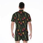 Embroidery Tulip Pattern Print Men's Rompers