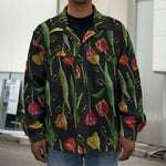 Embroidery Tulip Pattern Print Men's Shirt Jacket
