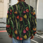 Embroidery Tulip Pattern Print Men's Shirt Jacket