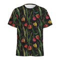 Embroidery Tulip Pattern Print Men's Athletic T-Shirt