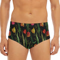Embroidery Tulip Pattern Print Men's Triangle Swim Briefs