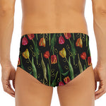 Embroidery Tulip Pattern Print Men's Triangle Swim Briefs