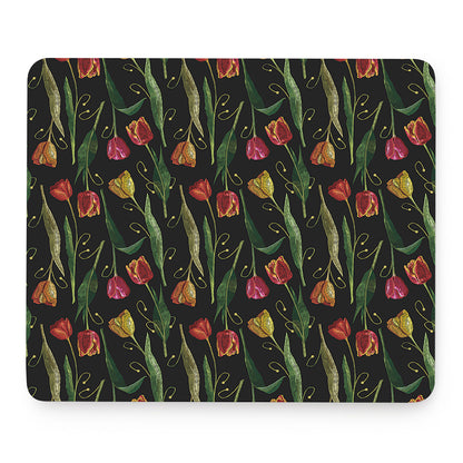 Embroidery Tulip Pattern Print Mouse Pad