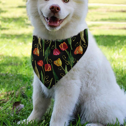 Embroidery Tulip Pattern Print Over The Collar Dog Bandana