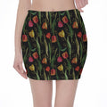 Embroidery Tulip Pattern Print Pencil Mini Skirt