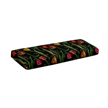 Embroidery Tulip Pattern Print Piano Keyboard Cover