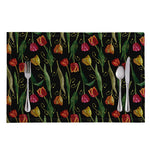 Embroidery Tulip Pattern Print Placemat