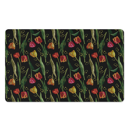 Embroidery Tulip Pattern Print Polyester Doormat
