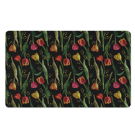 Embroidery Tulip Pattern Print Polyester Doormat