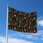 Embroidery Tulip Pattern Print Polyester Flag
