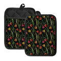 Embroidery Tulip Pattern Print Pot Holders With Pocket