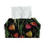 Embroidery Tulip Pattern Print Rectangle Tissue Box Cover