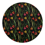 Embroidery Tulip Pattern Print Round Blanket