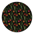 Embroidery Tulip Pattern Print Round Floor Mat