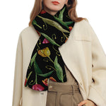Embroidery Tulip Pattern Print Scarf