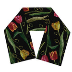 Embroidery Tulip Pattern Print Scarf