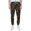 Embroidery Tulip Pattern Print Joggers