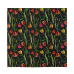 Embroidery Tulip Pattern Print Silk Bandana