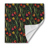 Embroidery Tulip Pattern Print Silk Bandana
