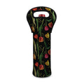 Embroidery Tulip Pattern Print Single Neoprene Wine Tote