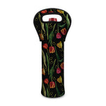 Embroidery Tulip Pattern Print Single Neoprene Wine Tote