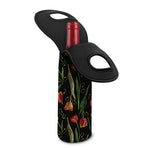 Embroidery Tulip Pattern Print Single Neoprene Wine Tote