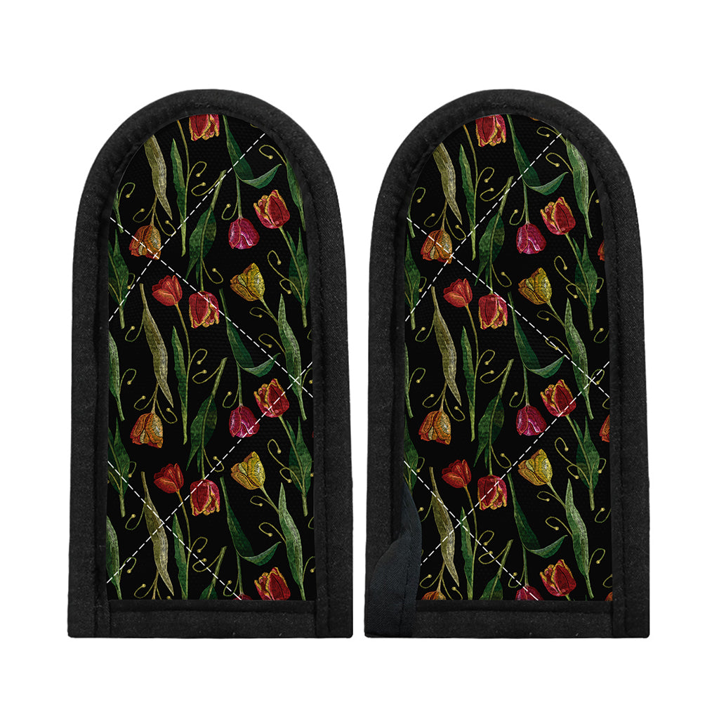 Embroidery Tulip Pattern Print Skillet Handle Cover