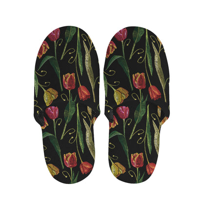 Embroidery Tulip Pattern Print Slippers