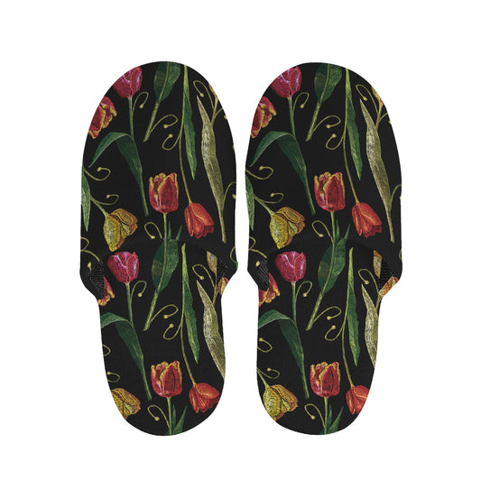 Embroidery Tulip Pattern Print Slippers